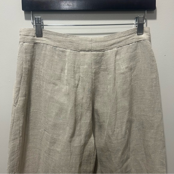 LMF Beige Organic Linen Wide Leg Pants Trousers - Picture 8 of 10